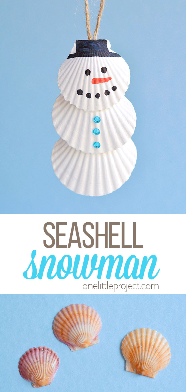 DIY seashell snowman