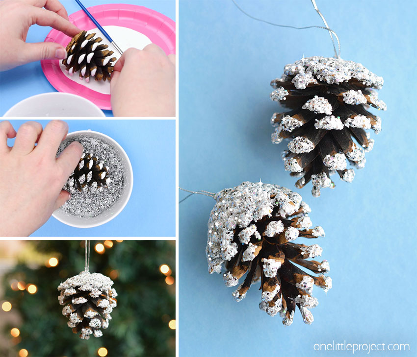 DIY frosted pinecones