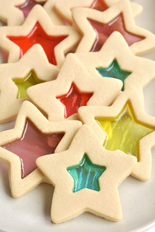 Star shaped stain glass cookies