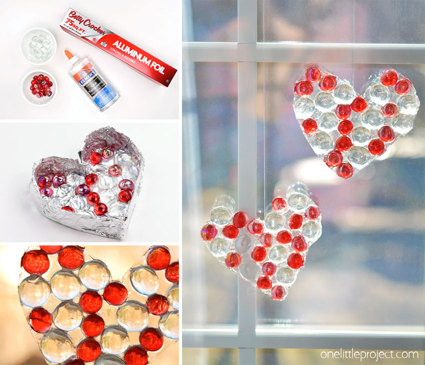 DIY glass bead heart suncatcher