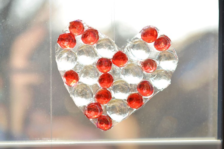 Glass bead heart suncatcher