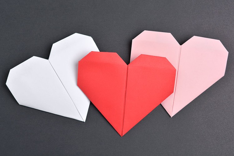 Origami paper hearts