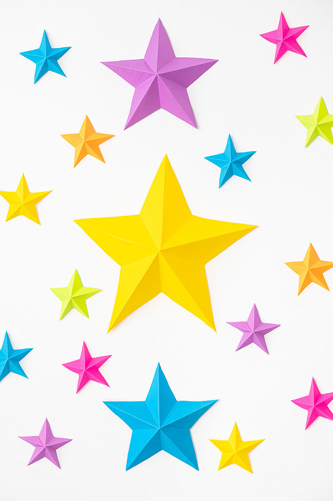 A group of paper stars on a white background