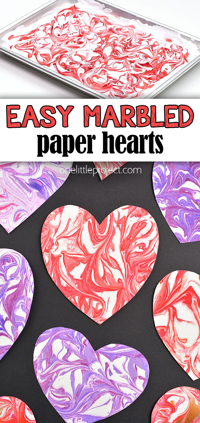 Easy marbled paper hearts