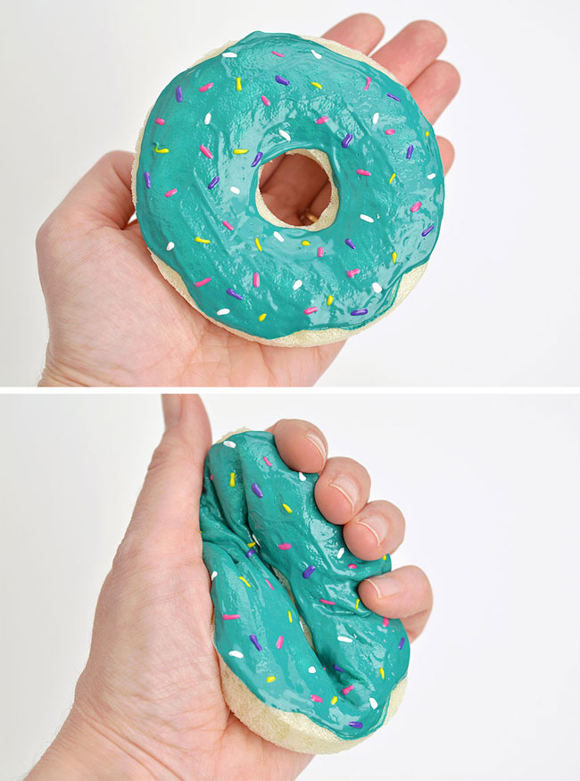 DIY donut squishy being squished