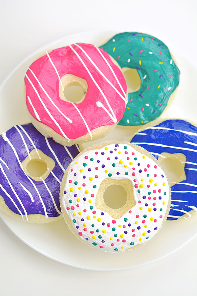 Plate of colourful donut squishies