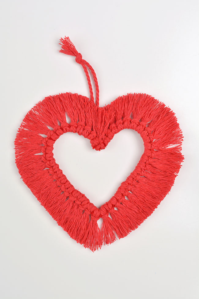 Red macrame heart decoration