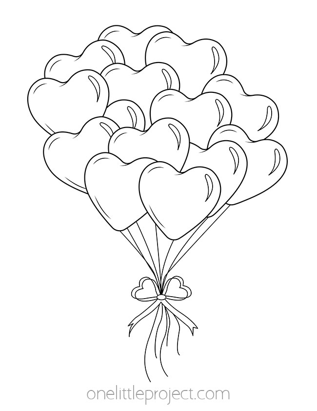 Heart balloons - Valentine's Day Coloring Pages