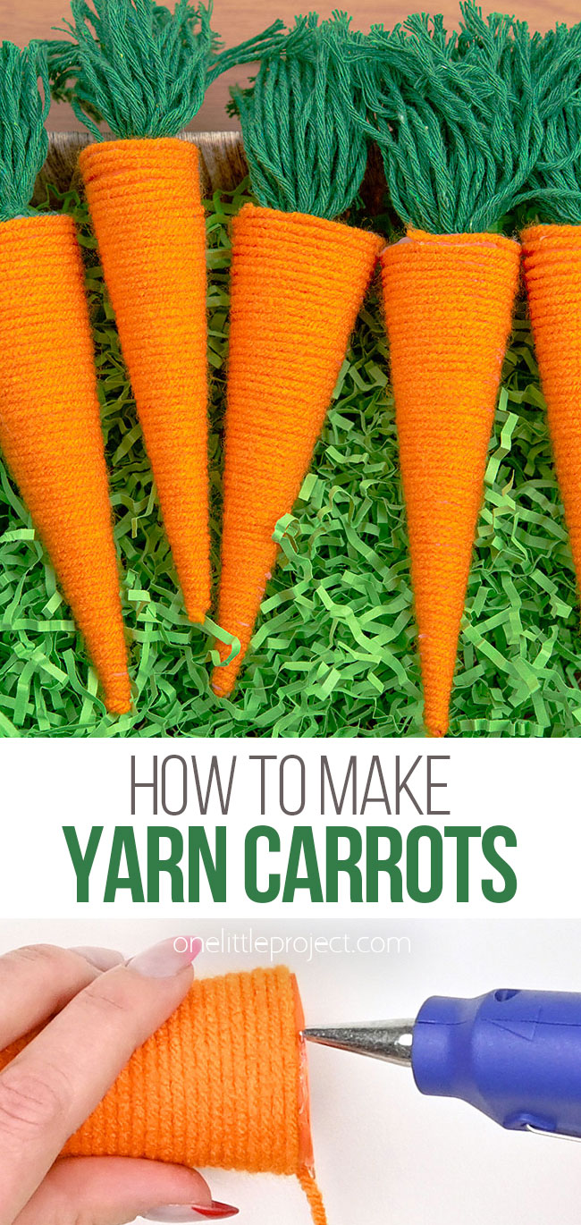 Yarn wrapped carrots for Easter
