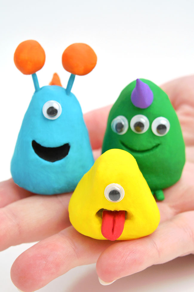 Clay monster sculptures for kids to make