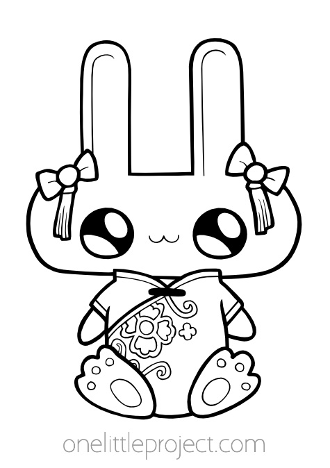 Year of the Rabbit Chinese bunny outline drawing
