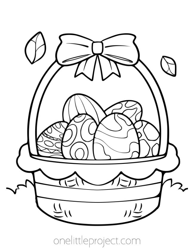 Easter coloring pages - Easter basket full of eggs