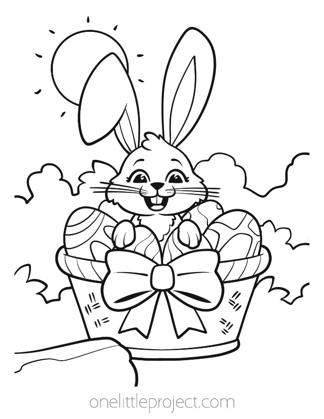 Easter coloring pages - Easter bunny in an Easter basket