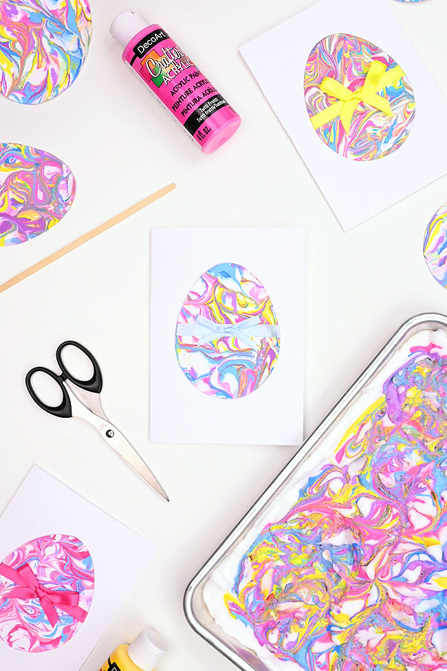 Marbled Easter egg homemade card and supplies