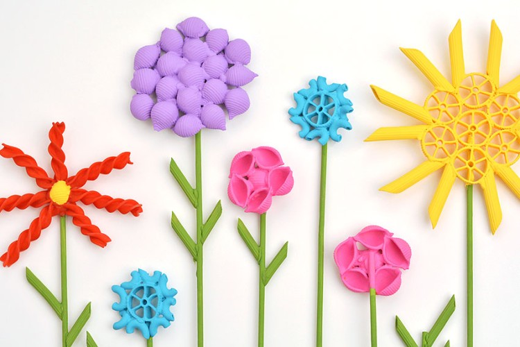 Painted pasta flowers