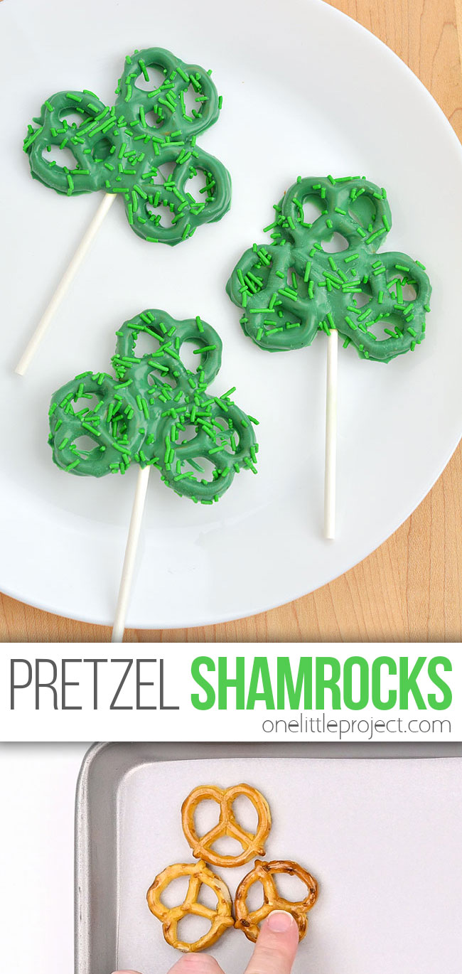 Fun shamrock pretzels for St. Patrick's Day