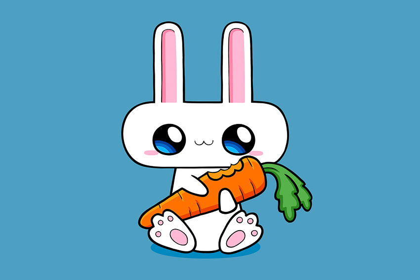 A baby rabbits eat carrot hand drawing Royalty Free Vector