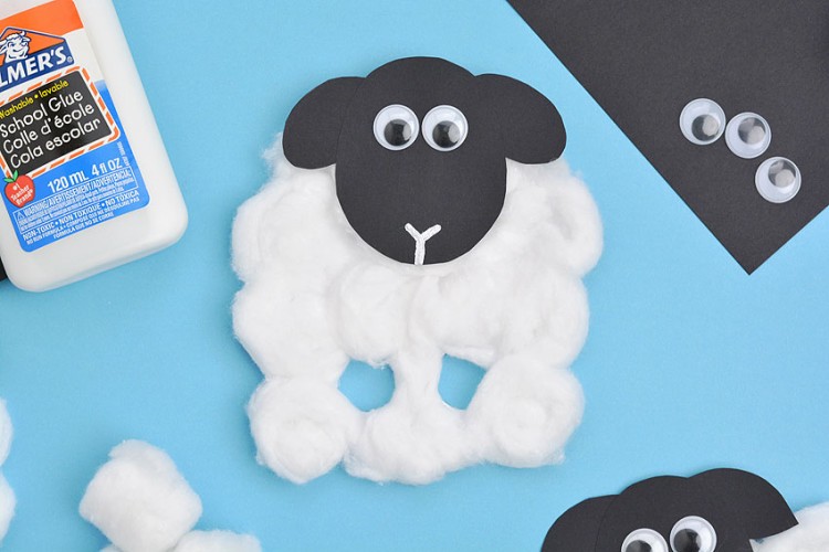 Cotton ball sheep crafts for Easter