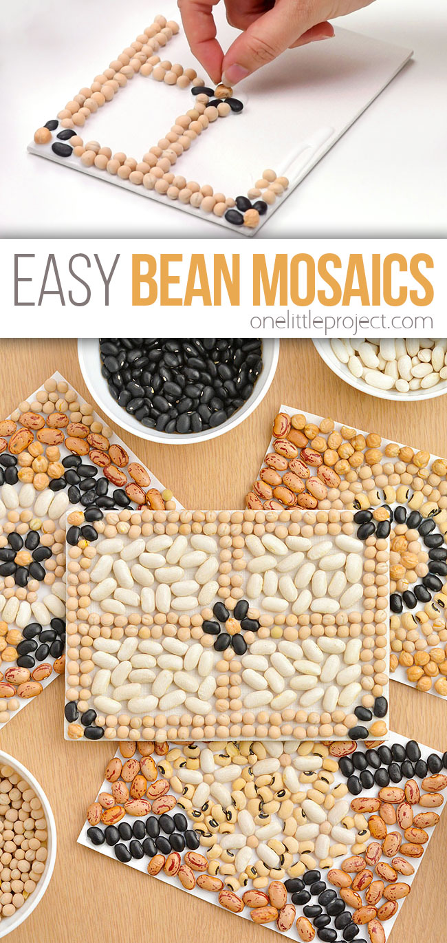 DIY mosaics made with beans