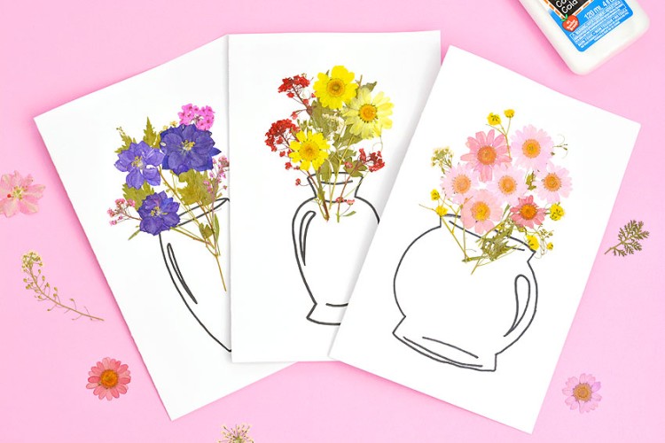 DIY pressed flower cards