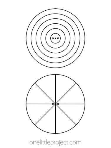 Circles and pie shapes spinner toy template