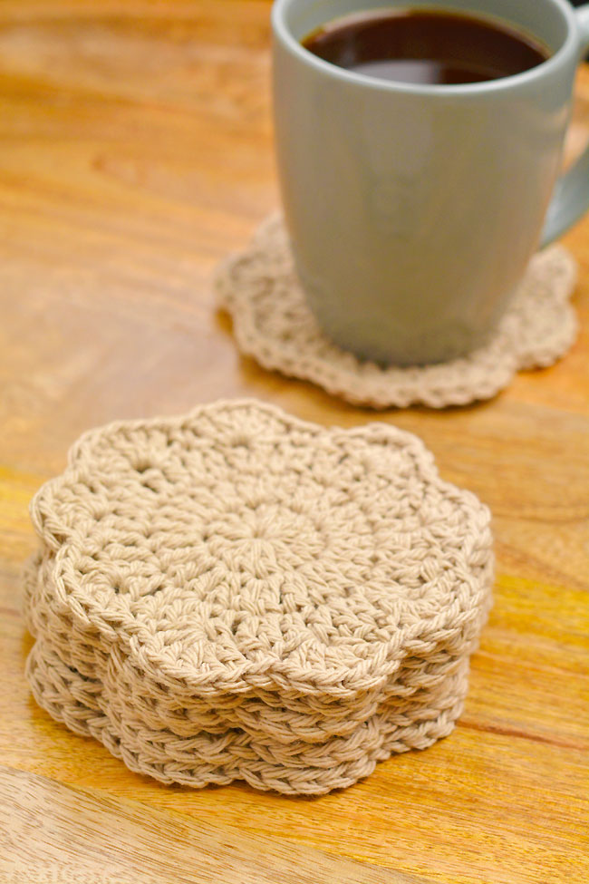 Set of crochet coasters stacked
