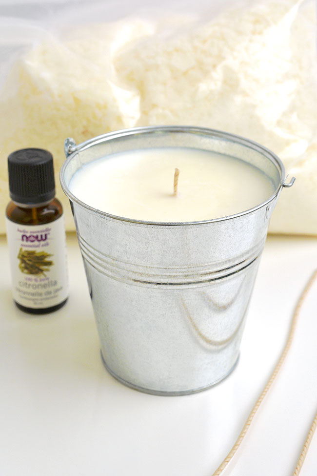 DIY citronella candle with citronella essential oil and soy wax