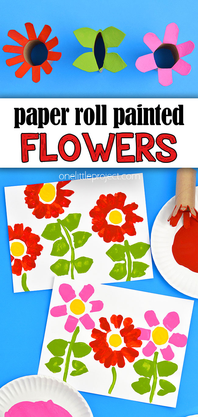 Paper roll painted flowers