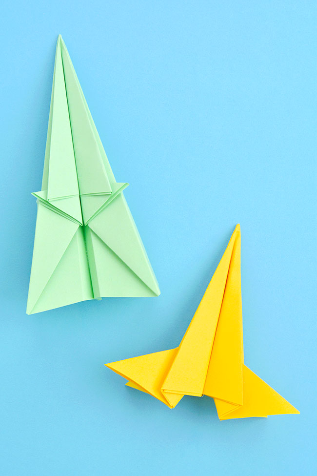 Two different easy to fold paper jet airplane designs