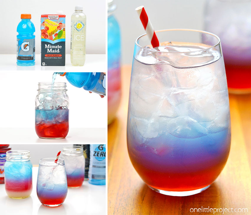 How to make red white and blue layered drink