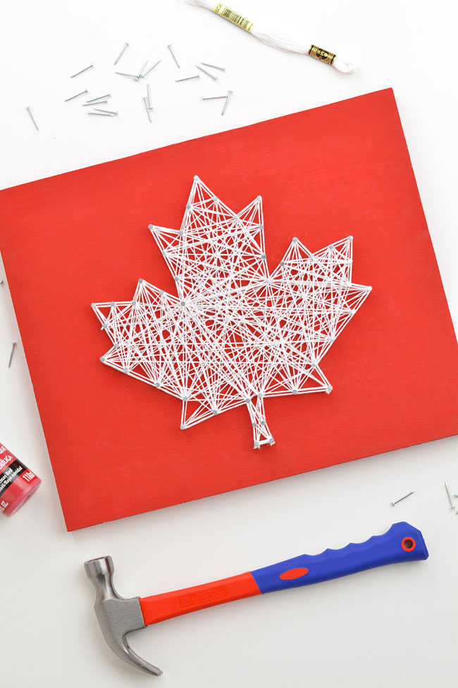 Maple leaf string art for Canada Day