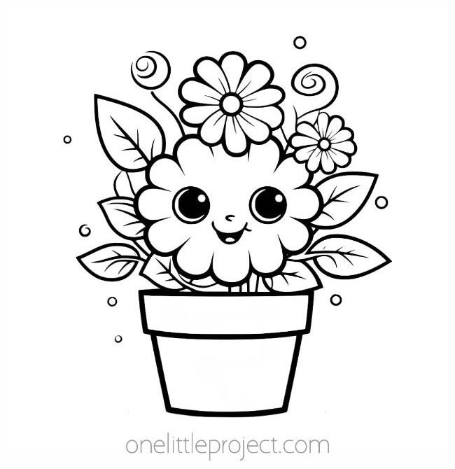 Coloring pages flower - smiling flower