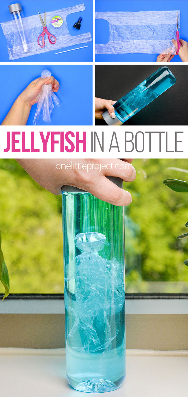 Easy jellyfish in a bottle kids experiment