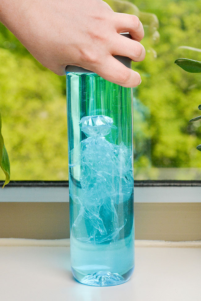 Floating jellyfish in a bottle