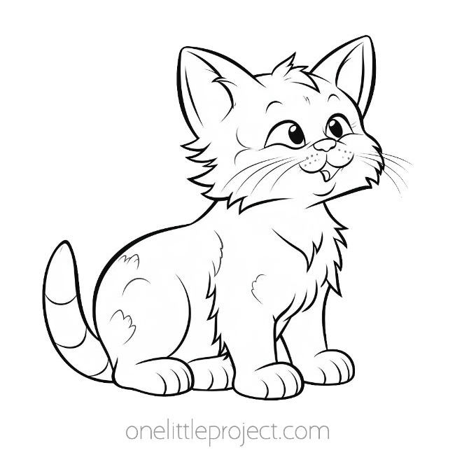 Cute and happy kitten coloring page