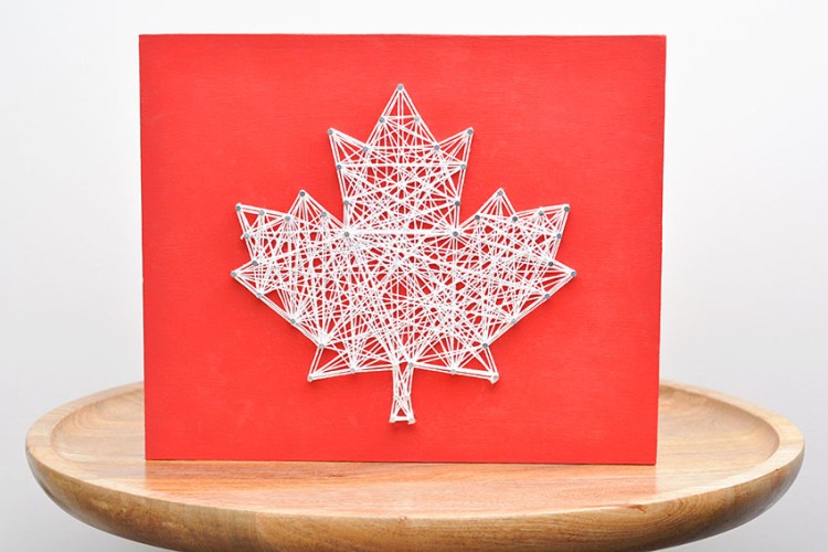 Maple leaf string art craft