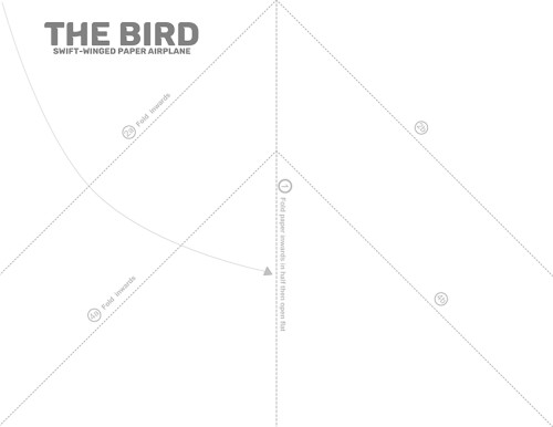 The Bird printable paper airplane template