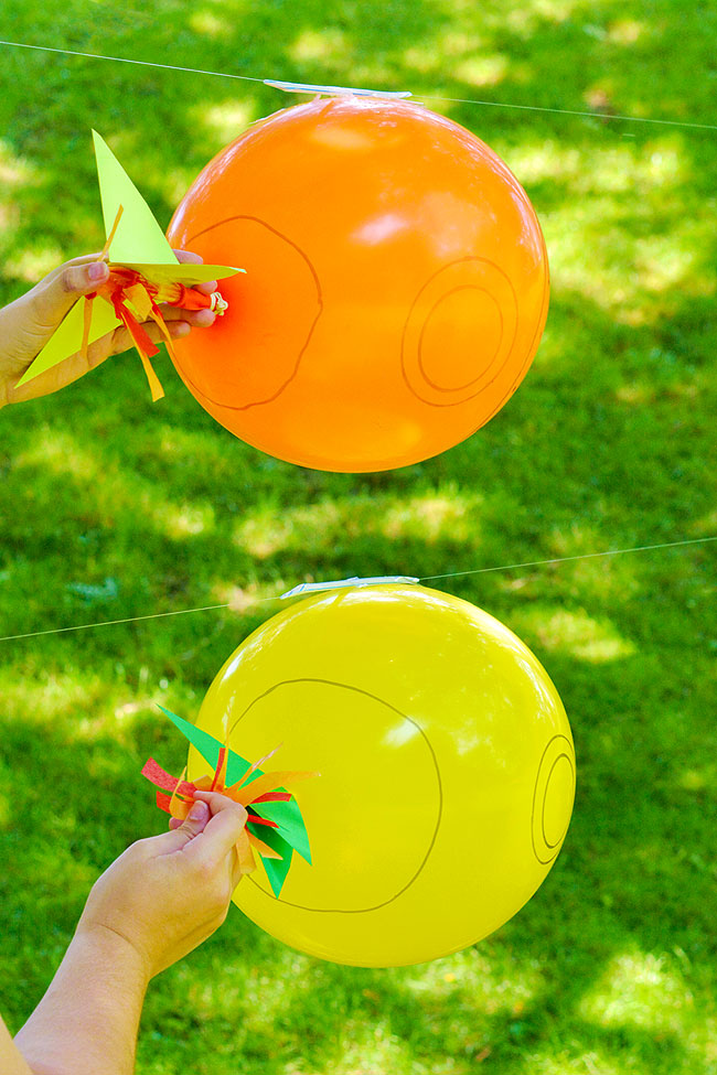 Two balloon rockets about to race