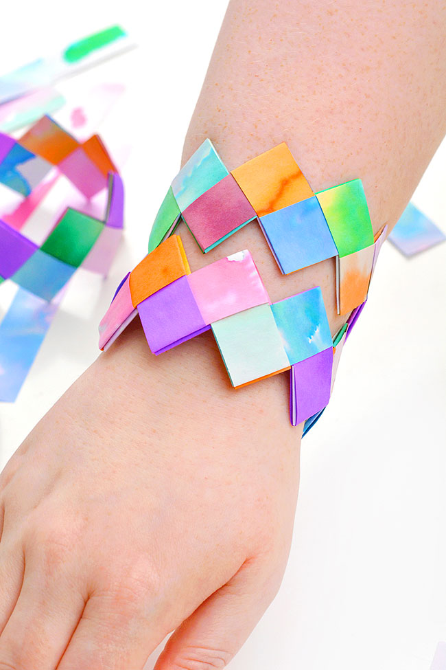 Wearing DIY paper bracelets