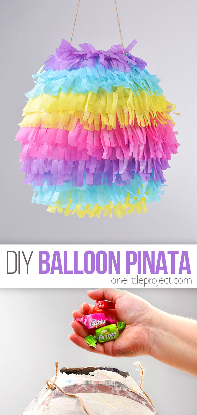 Homemade pinata made with paper mache and a balloon