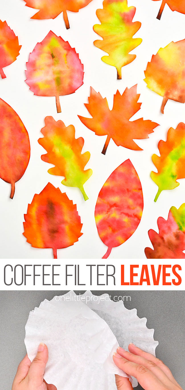 Fall leaves craft made from coffee filters