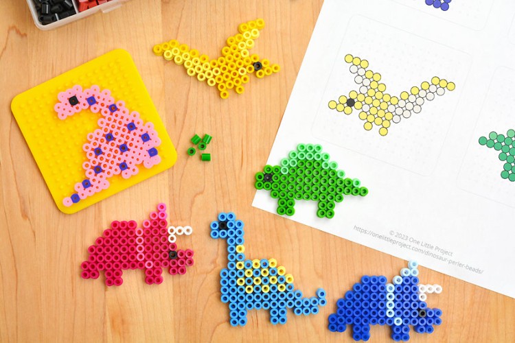 Easy dinosaur Perler bead patterns