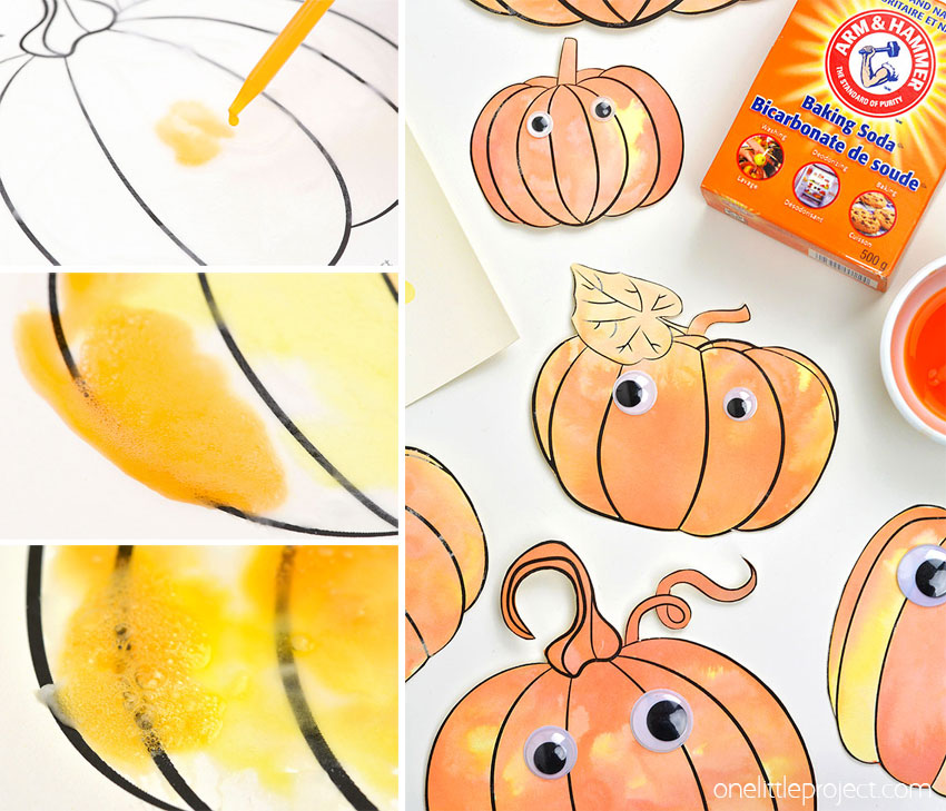DIY fizzy pumpkin art