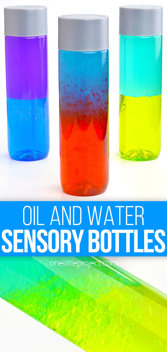 DIY color mixing sensory bottles