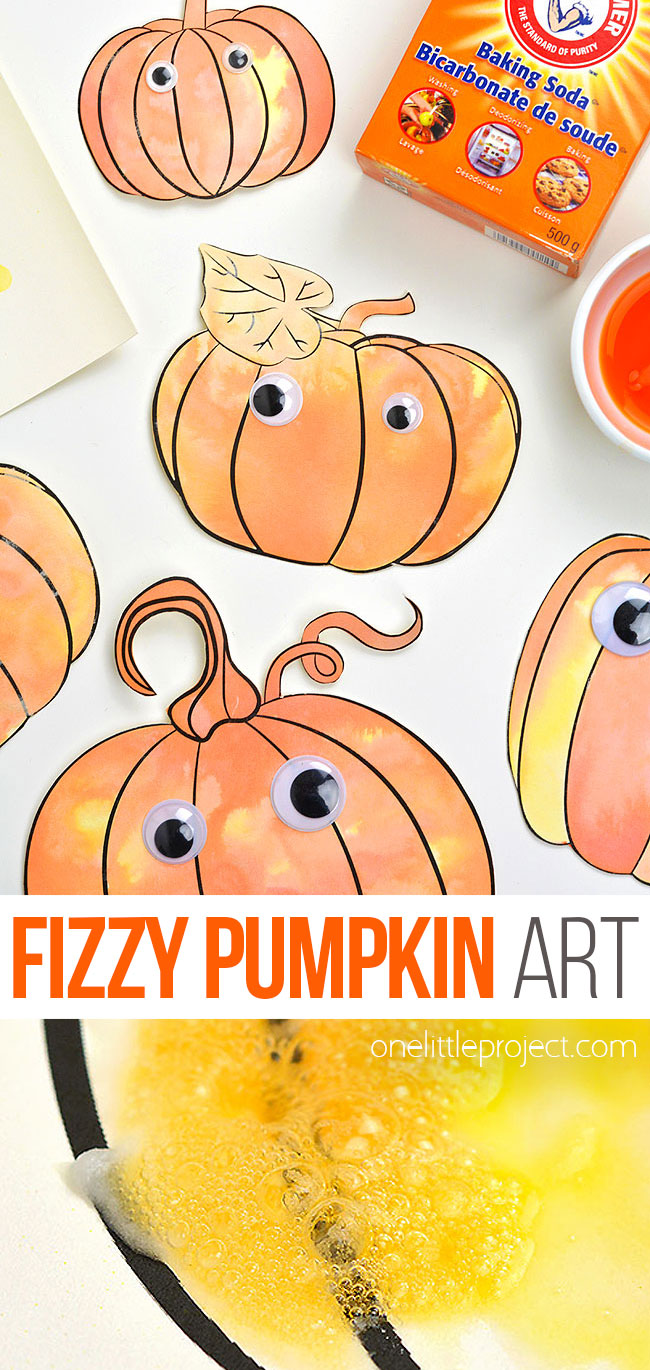 Fizzy pumpkin art with baking soda and vinegar