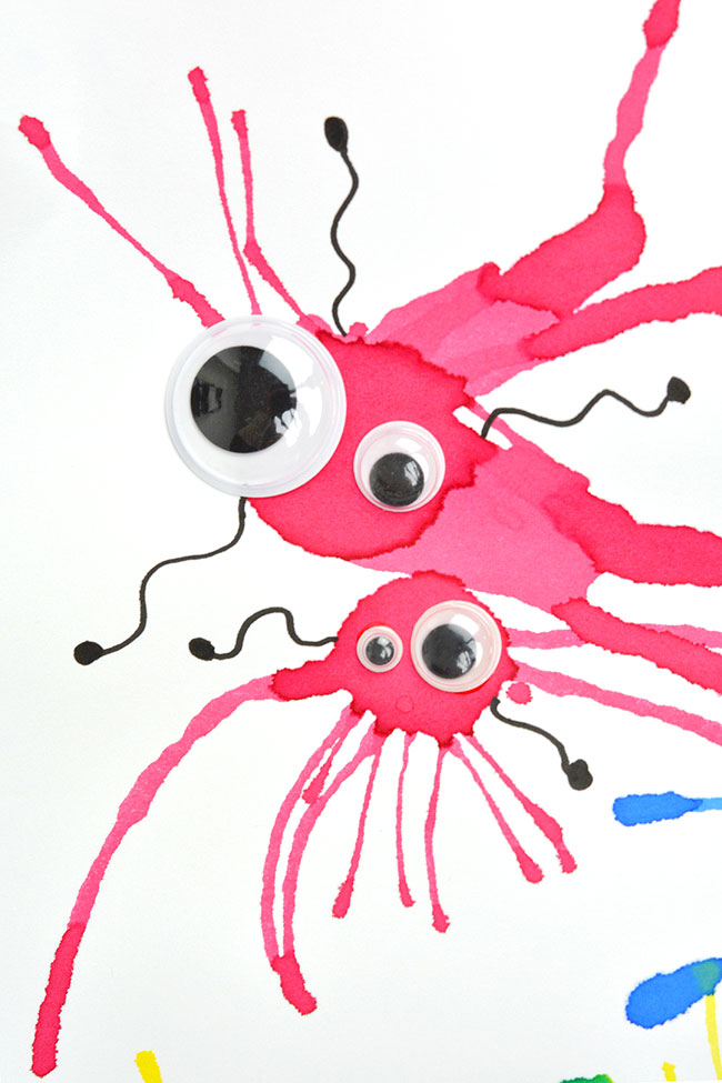 Closeup of a red blow paint monster