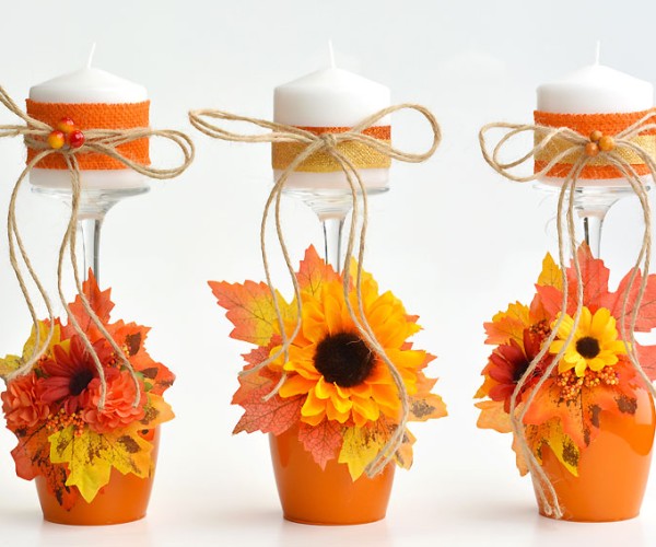 Fall Wine Glass Candle Holders