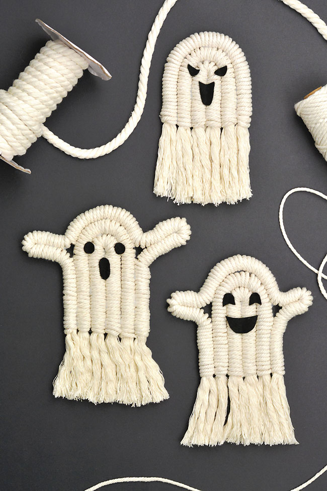 Ghost craft made from macrame cord and rope