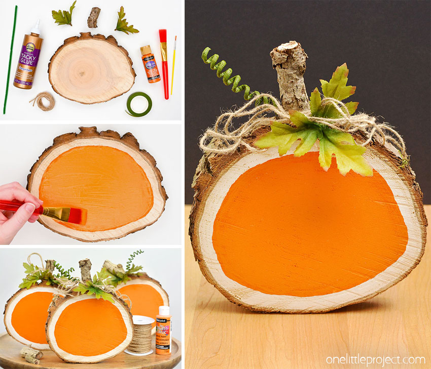 How to make wood slice pumpkins