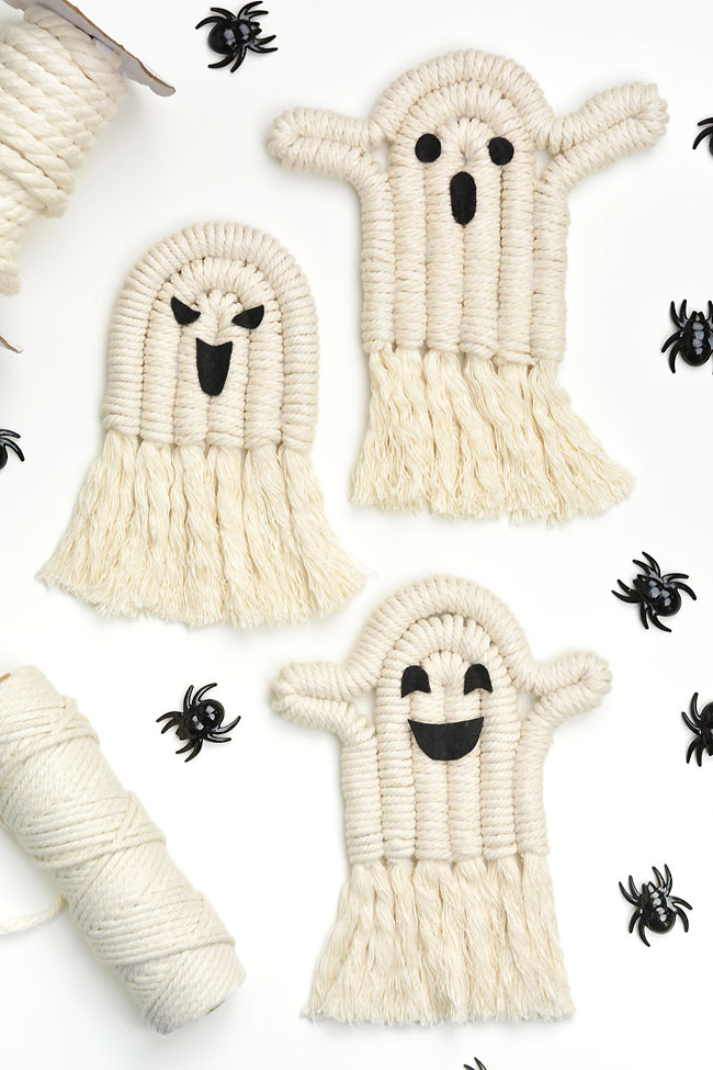 Ghosts made from macrame cord
